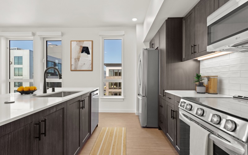 a kitchen flooded with natural light