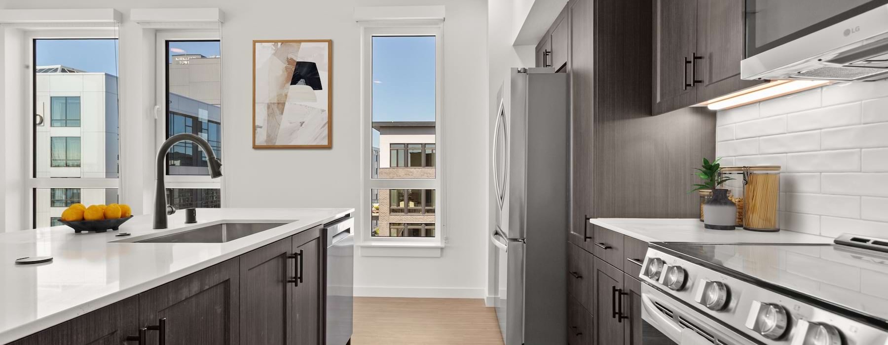 a kitchen flooded with natural light