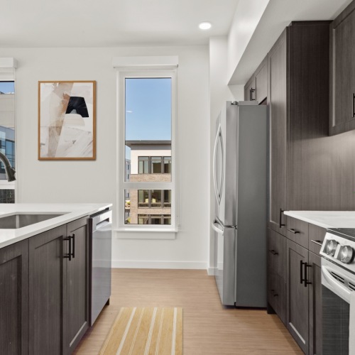 a kitchen flooded with natural light