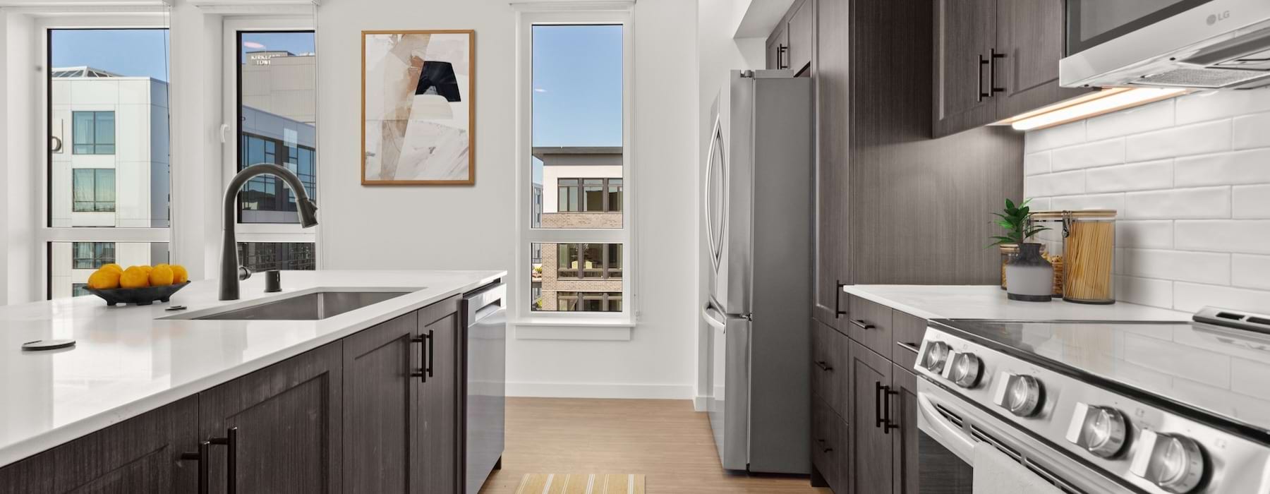 a kitchen flooded with natural light